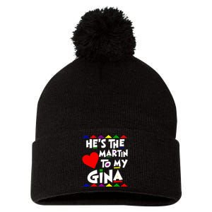 She Is The Gina To Martin Name Personalized Couple Matching Pom Pom 12in Knit Beanie