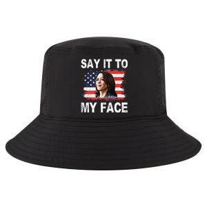 Say It To My Face Funny Kamala Harris Addresses Trump Cool Comfort Performance Bucket Hat