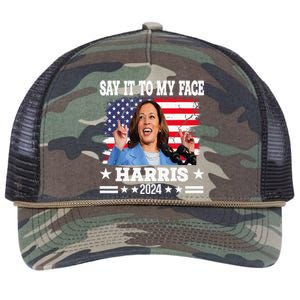 Say It To My Face Kamala Harris 2024 Retro Rope Trucker Hat Cap