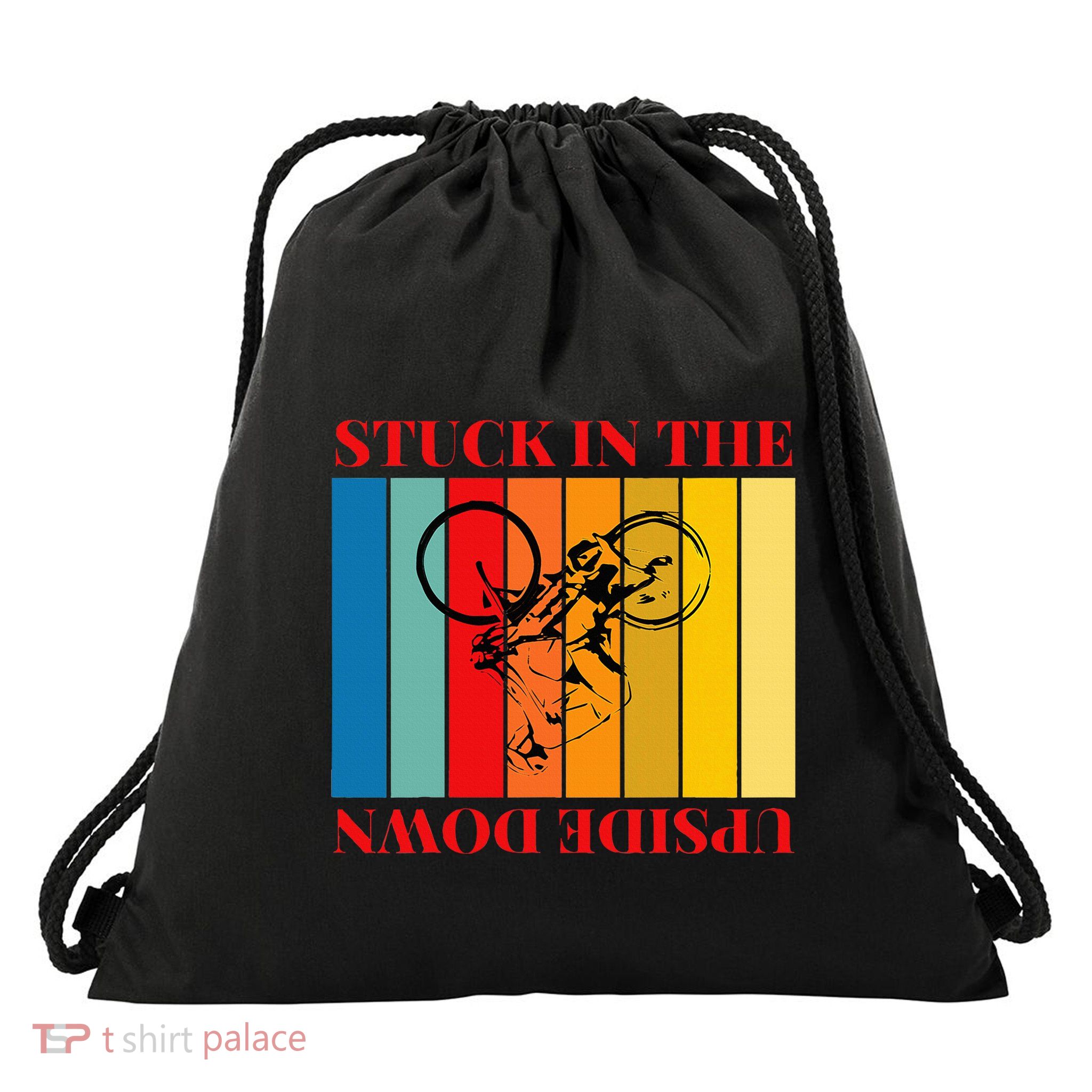 Stuck In The Upside Down Drawstring Bag