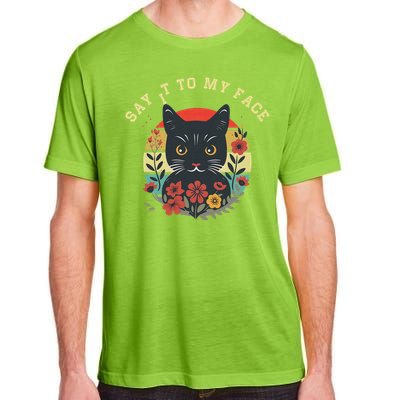 Say It To My Face Black Cat Vintage Floral Adult ChromaSoft Performance T-Shirt