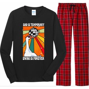 Sad Is Temporary Swag Is Forever Funny Sillygoose Retro Long Sleeve Pajama Set