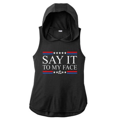 Say It To My Face Ladies PosiCharge Tri-Blend Wicking Draft Hoodie Tank