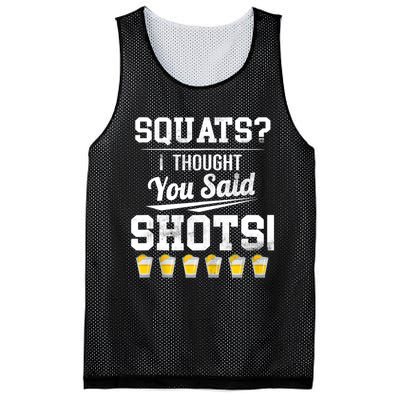 Squats I Thought You Said Shots Funny Gym Mesh Reversible Basketball Jersey Tank