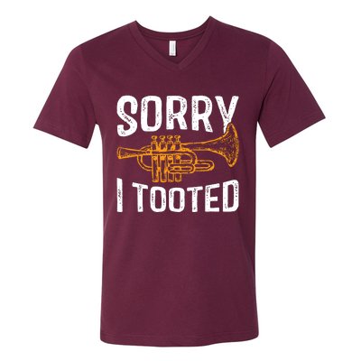 Sorry I Tooted Funny Jazz Music Instrument Trumpet Player V-Neck T-Shirt