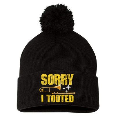 Sorry I Tooted Trombone Trombonist Music Brass Wind Player Pom Pom 12in Knit Beanie