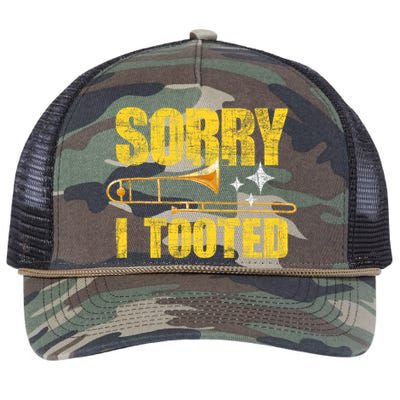 Sorry I Tooted Trombone Trombonist Music Brass Wind Player Retro Rope Trucker Hat Cap