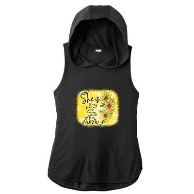 She Is Trong Fearless Warm Loving Patient Selfless Mom Mother's Day Gift Ladies PosiCharge Tri-Blend Wicking Draft Hoodie Tank