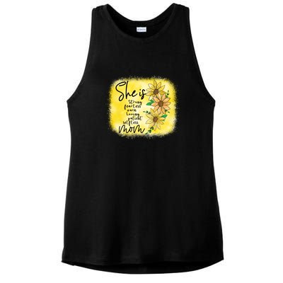 She Is Trong Fearless Warm Loving Patient Selfless Mom Mother's Day Gift Ladies PosiCharge Tri-Blend Wicking Tank