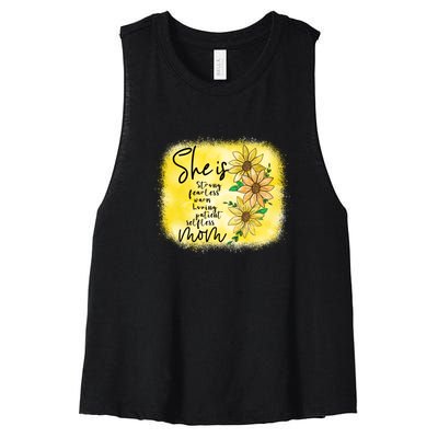 She Is Trong Fearless Warm Loving Patient Selfless Mom Mother's Day Gift Women's Racerback Cropped Tank