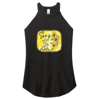 She Is Trong Fearless Warm Loving Patient Selfless Mom Mother's Day Gift Women's Perfect Tri Rocker Tank