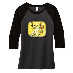 She Is Trong Fearless Warm Loving Patient Selfless Mom Mother's Day Gift Women's Tri-Blend 3/4-Sleeve Raglan Shirt