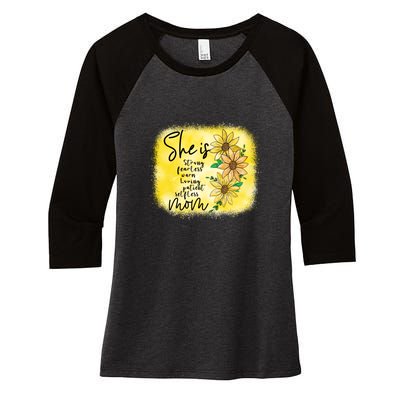 She Is Trong Fearless Warm Loving Patient Selfless Mom Mother's Day Gift Women's Tri-Blend 3/4-Sleeve Raglan Shirt