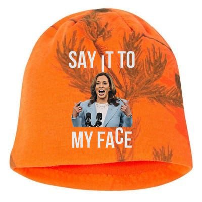 Say It To My Face Kamala Harris Debates 2024 Kati - Camo Knit Beanie