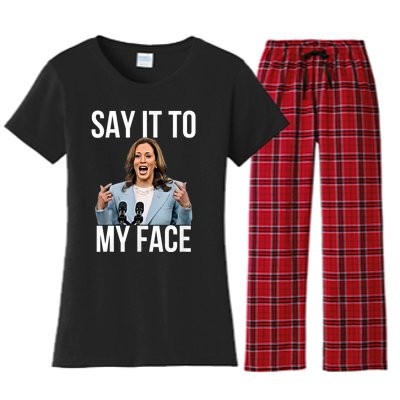 Say It To My Face Kamala Harris Debates 2024 Women's Flannel Pajama Set