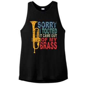 Sorry I Tooted It Came Out Of My Brass Funny Trumpet Quote Ladies PosiCharge Tri-Blend Wicking Tank