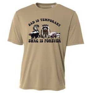 Sad Is Temporary Swag Is Forever Funny Racoon Lover Retro Cooling Performance Crew T-Shirt