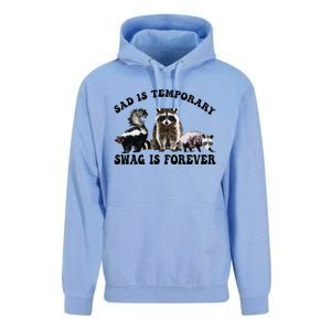 Sad Is Temporary Swag Is Forever Funny Racoon Lover Retro Unisex Surf Hoodie