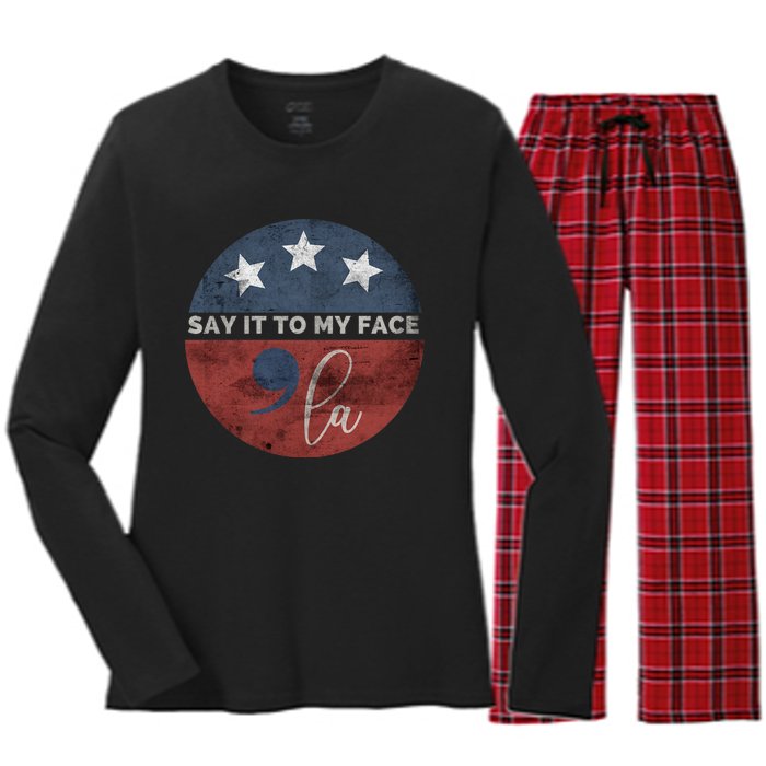 Say It To My Face Kamala Women's Long Sleeve Flannel Pajama Set 