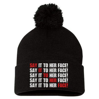 Say It To Her Face Pom Pom 12in Knit Beanie