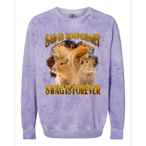 Sad Is Temporary Swag Is Forever Funny Capybara Colorblast Crewneck Sweatshirt