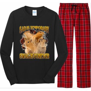 Sad Is Temporary Swag Is Forever Funny Capybara Long Sleeve Pajama Set