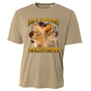 Sad Is Temporary Swag Is Forever Funny Capybara Cooling Performance Crew T-Shirt