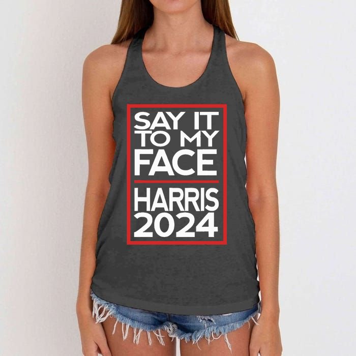 Say It To My Face Harris 2024 Women's Knotted Racerback Tank