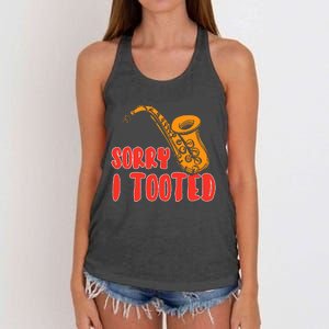 Sorry I Tooted Funny Saxophone Player Gifts Women's Knotted Racerback Tank