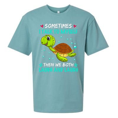 Sometimes I Talk To Myself The We Both Laugh And Laugh Cute Turtle Sueded Cloud Jersey T-Shirt