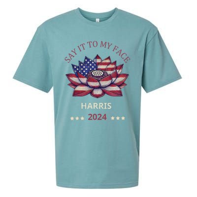 Say It To My Face Kamala Harris 2024 American Lotus Sueded Cloud Jersey T-Shirt