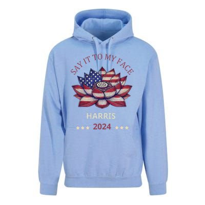 Say It To My Face Kamala Harris 2024 American Lotus Unisex Surf Hoodie