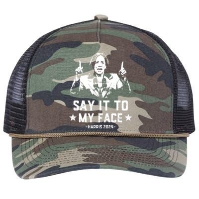 Say It To My Face Kamala Harris 2024 Retro Rope Trucker Hat Cap