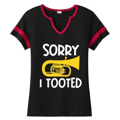 Sorry I Tooted Baritone Funny Euphonium Player Brass Band Ladies Halftime Notch Neck Tee