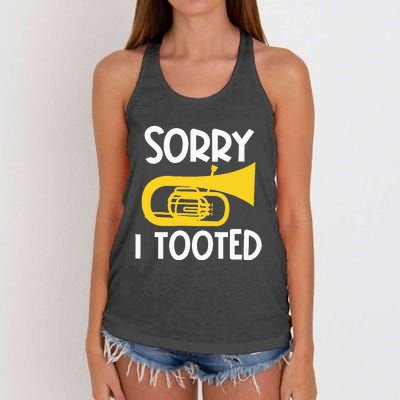 Sorry I Tooted Baritone Funny Euphonium Player Brass Band Women's Knotted Racerback Tank