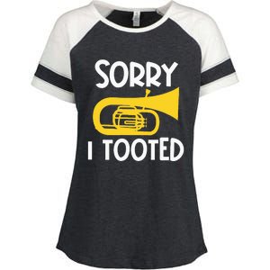 Sorry I Tooted Baritone Funny Euphonium Player Brass Band Enza Ladies Jersey Colorblock Tee