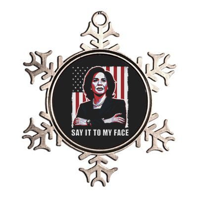 Say It To My Face Kamala Harris 2024 Metallic Star Ornament