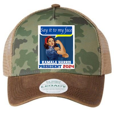 Say It To My Face Kamala Harris 2024 Legacy Tie Dye Trucker Hat