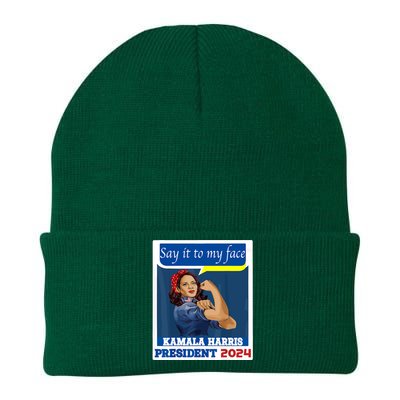 Say It To My Face Kamala Harris 2024 Knit Cap Winter Beanie