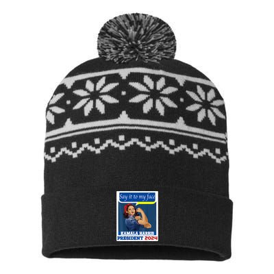 Say It To My Face Kamala Harris 2024 USA-Made Snowflake Beanie