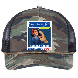 Say It To My Face Kamala Harris 2024 Retro Rope Trucker Hat Cap