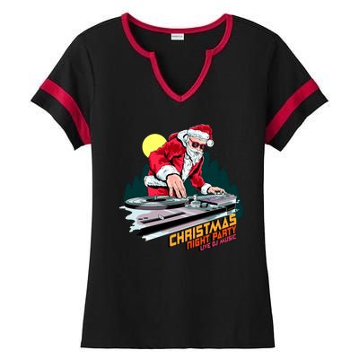 Santa Is The DJ Ladies Halftime Notch Neck Tee