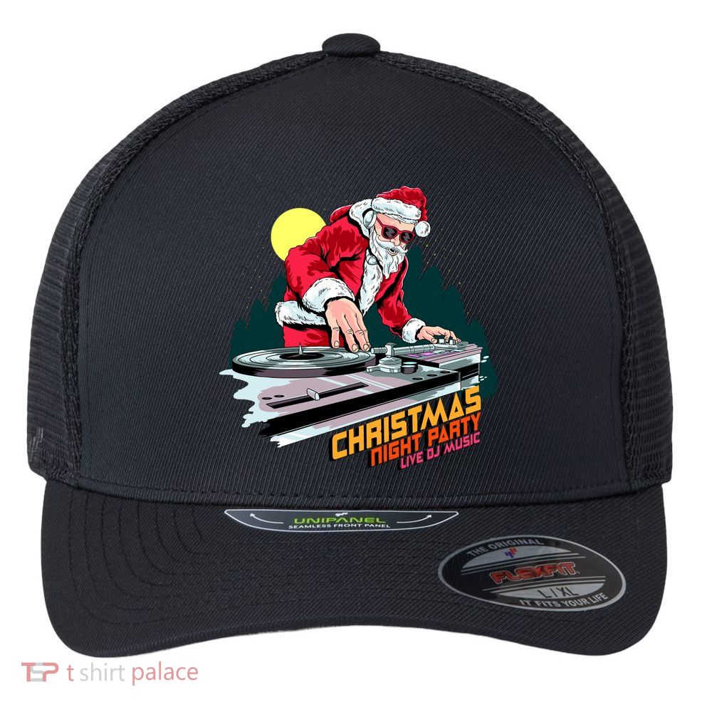 Santa Is The DJ Flexfit Unipanel Trucker Cap