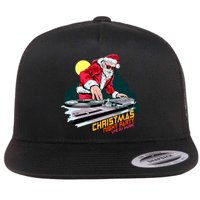 Santa Is The DJ Flat Bill Trucker Hat