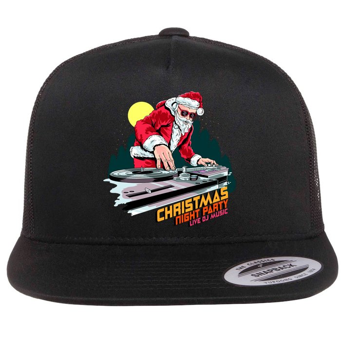 Santa Is The DJ Flat Bill Trucker Hat