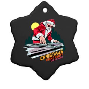 Santa Is The DJ Ceramic Star Ornament