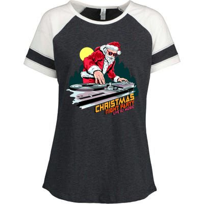 Santa Is The DJ Enza Ladies Jersey Colorblock Tee