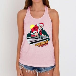 Santa Is The DJ Women's Knotted Racerback Tank