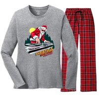 Santa Is The DJ Women's Long Sleeve Flannel Pajama Set 