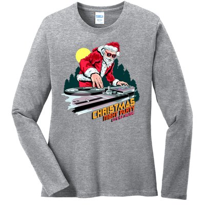 Santa Is The DJ Ladies Long Sleeve Shirt